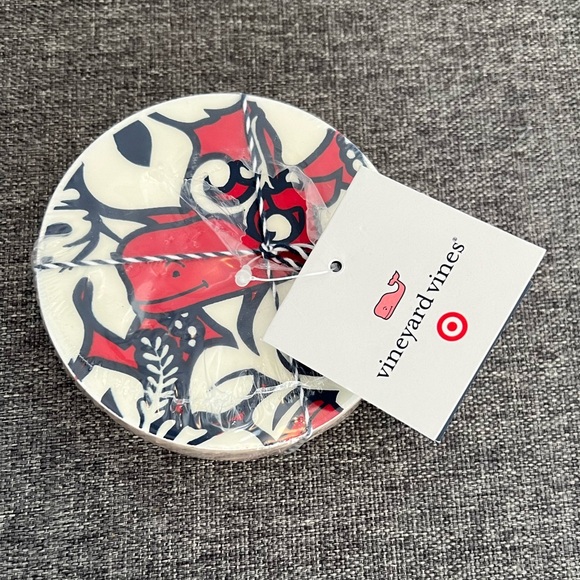 Vineyard Vines Target Whale Wooden Coaster Set of 4 Red White Blue NEW 2019 - Picture 8 of 8
